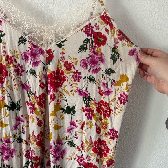 Floral Lace Trim Cami Top Size 1X Self Esteem Boho Flirty Romantic Vintage Charm - Picture 2 of 12